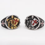2 Colors Retro Classic Style Knights Templar Shield Protect You Faith Ring