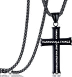 Minimalist Style "I CAN DO ALL THINGS" Icon Cross Faith Pendant Necklace