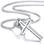 Minimalist Style "I CAN DO ALL THINGS" Icon Cross Faith Pendant Necklace