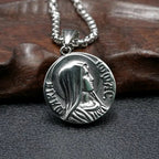 Classic Style Jesus & Mary Double-sides Icon Faith Pendant Necklace