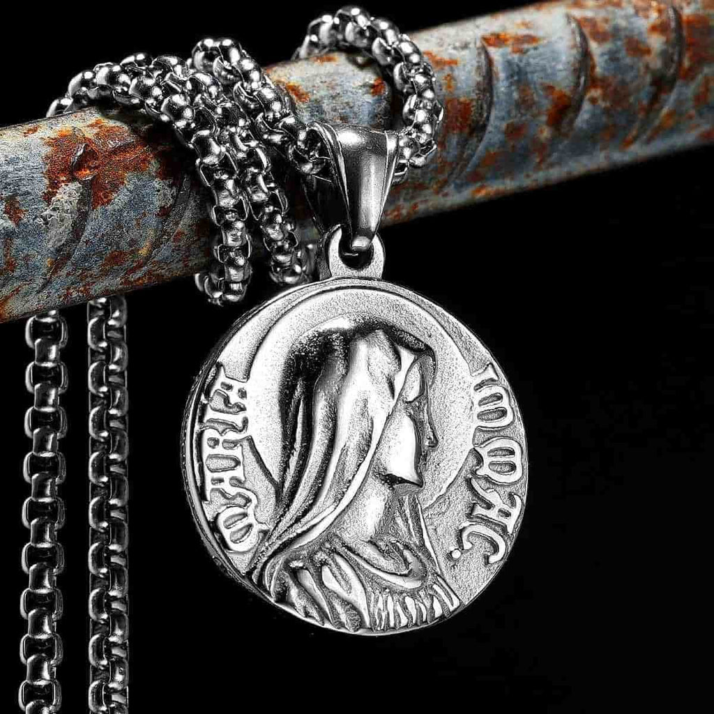 Classic Style Jesus & Mary Double-sides Icon Faith Pendant Necklace