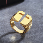 3 Colors Minimalist Style Cross Engraved Stainless Steel Faith Ring