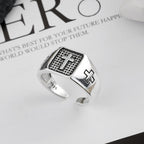 925 Sterling Silver Minimalist Cross Engraved Adjustable Faith Ring