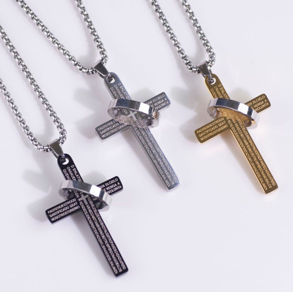 Minimalist Bible Verse Cross with Ring Faith Pendant Necklace