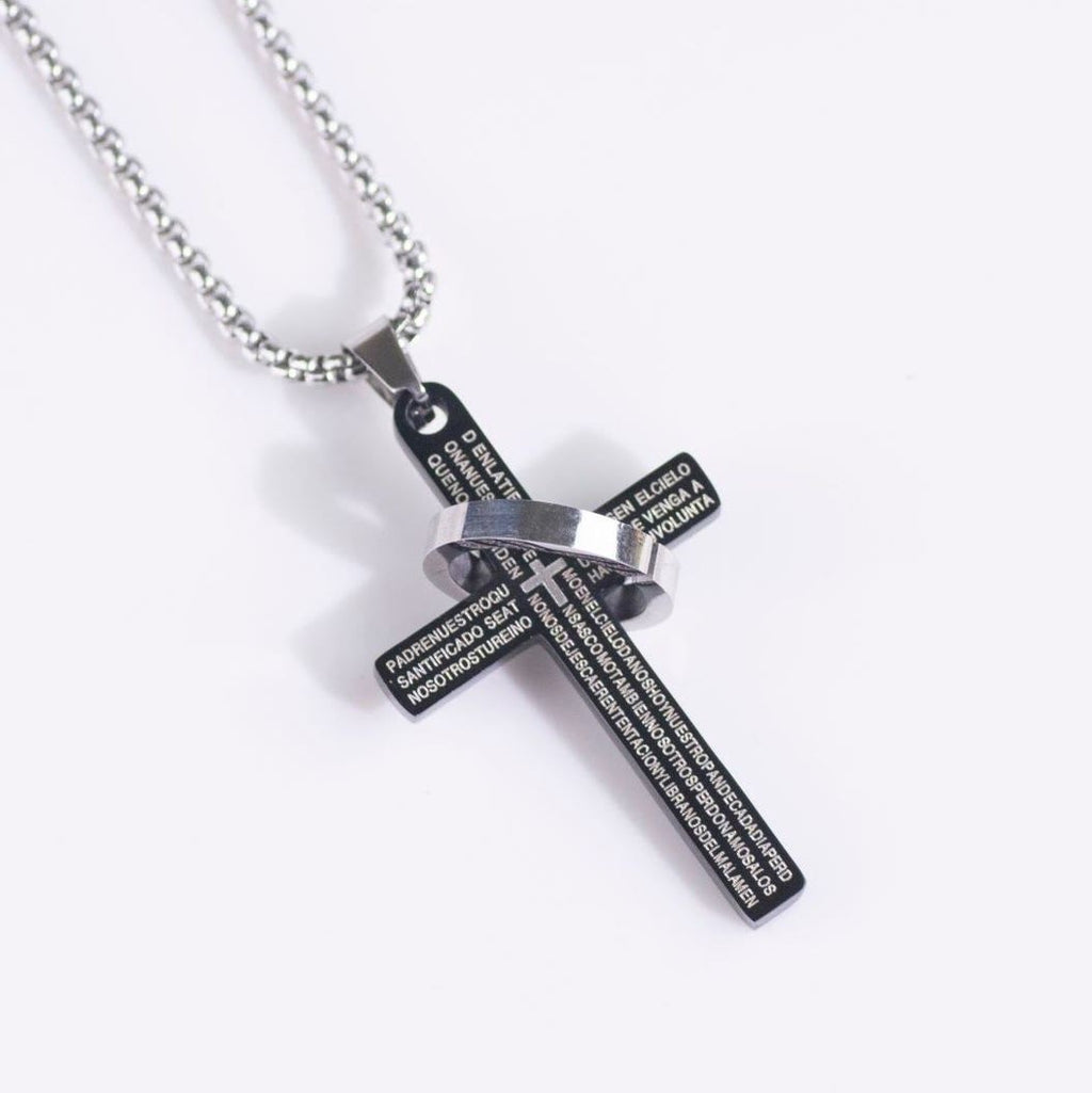 Minimalist Bible Verse Cross with Ring Faith Pendant Necklace