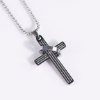 Minimalist Bible Verse Cross with Ring Faith Pendant Necklace