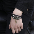 Retro Jesus Fish Adjustable Leather Cord Bracelet