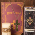 Retro Style Tree Pattern Jesus Cross Titanium Steel Pendant Necklace
