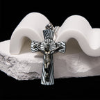 Retro Style Tree Pattern Jesus Cross Titanium Steel Pendant Necklace