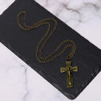 Retro Style Tree Pattern Jesus Cross Titanium Steel Pendant Necklace