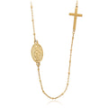 Elegant Gold-Tone Miraculous Medal&Simple Cross Pendant Necklace