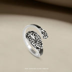 Adjustable 925 Sterling Silver Engraved Cross Ring - Elegance in Devotion