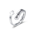 Blessed Cross Adjustable Faith Ring: Peace Hope Love