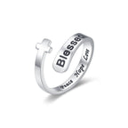 Blessed Cross Adjustable Faith Ring: Peace Hope Love