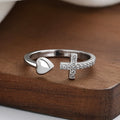 3 Color Heart & Cross Symbol Blessed Minimalist Adjustable Ring