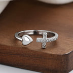 3 Color Heart & Cross Symbol Blessed Minimalist Adjustable Ring