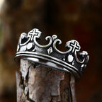 4colors The Crown of Faith Cross Ring - Red Gemstones Set Divine Design for Believer