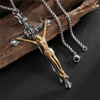 Two-tone Steel Crafted Crucifix Necklace - The Divine Sacrifice