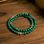 Green Malachite Beads Cross I Love Jesus Faith Rosary Bracelet