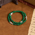 Green Malachite Beads Cross I Love Jesus Faith Rosary Bracelet