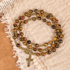Handmade Tiger's Eye Stone Elastic Rosary Bracelet: A Dual - Purpose Spiritual Gem