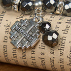 Shiny Black Gallstone Jerusalem - Inspired Bracelet: A Symbol of Faith