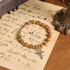 Jesus Icon Crucifix Rose Bracelet: Handmade Spiritual Jewelry with Exquisite Craftsmanship