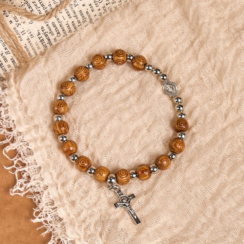 Jesus Icon Crucifix Rose Bracelet: Handmade Spiritual Jewelry with Exquisite Craftsmanship