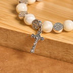 White Beads Crucifix Bracelet: A Stylish Token of Devotion