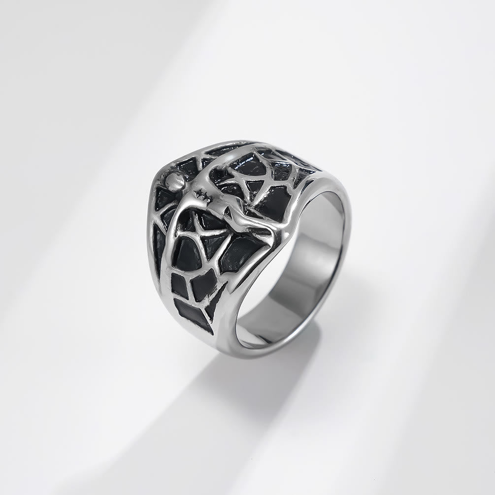 2colors Vintage Spiderweb Jesus Cross Ring - A Blend of Edge and Faith