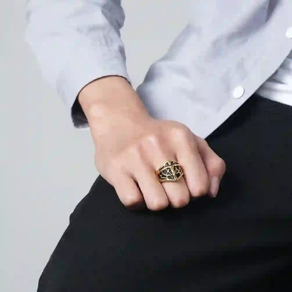 2colors Vintage Spiderweb Jesus Cross Ring - A Blend of Edge and Faith