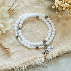 6mm White Bead Miraculous Medal & Crucifix Rosary Bracelet: A Symbol of Faith