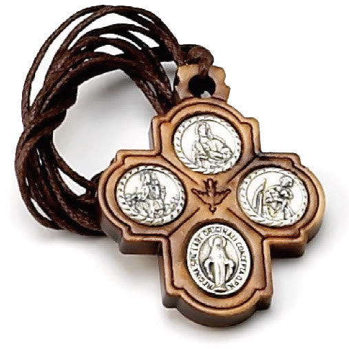 Classic Olive Wood Four Way Cross Necklace: A Rare and Sacred Token of Faith