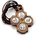 5 in 1 Olive Wood Carmelite Cross Necklace