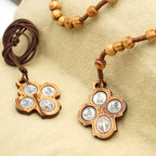 5 in 1 Olive Wood Carmelite Cross Necklace