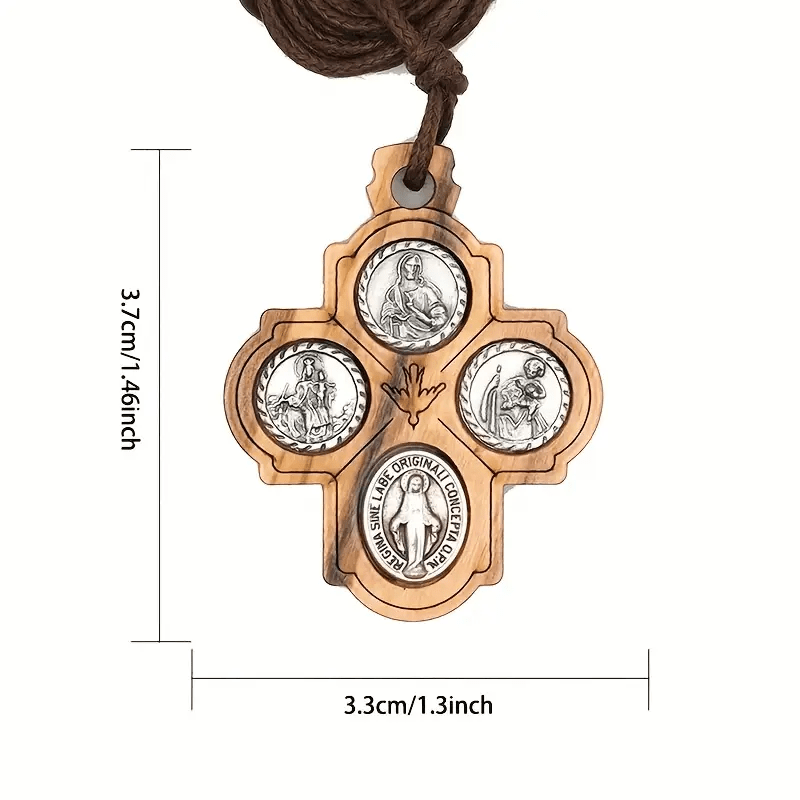 5 in 1 Olive Wood Carmelite Cross Necklace