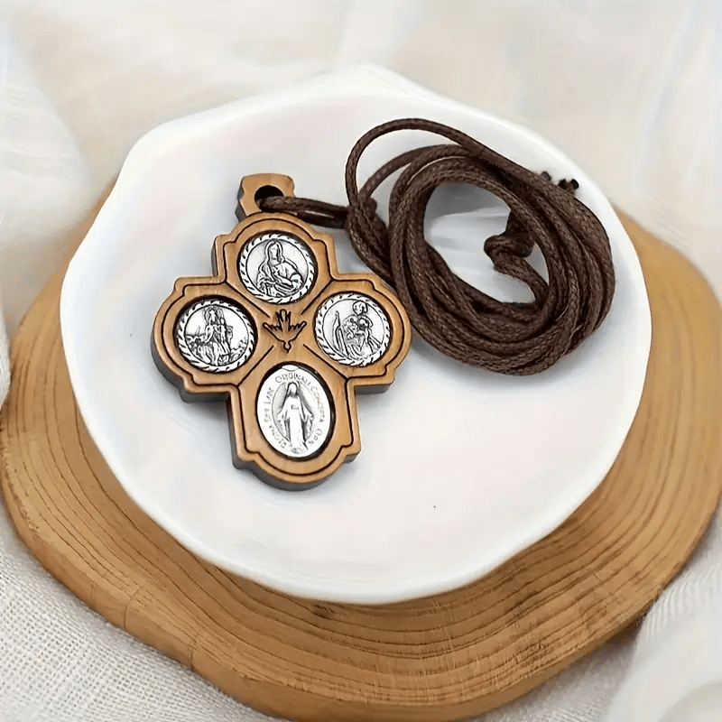 Classic Olive Wood Four Way Cross Necklace: A Rare and Sacred Token of Faith