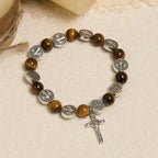 St. Benedict Symbol Tiger's Eye Bracelet: A Blend of Faith and Beauty