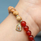 Red Agate & White Chalcedony Beads With Our Lady Pendant Bracelets: A Token of Devotion