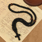 Blue & Black Cross 100 Blessing Knots String Necklace: Cherished Symbol of Holy Blessing