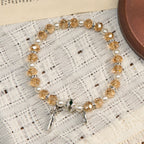 Modern Clear Crystal Stretch Braceletwith Crucifix & Miraculous Medal: Contemporary Faith Statement
