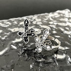 2colors Modern Ring with Cross & Regal Crown: Bold Fusion of Faith and Royalty