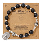 Multi-color Gemstone Stretch Bracelet with Miraculous Medal: Unique Spiritual Connection