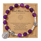 Multi-color Gemstone Stretch Bracelet with Miraculous Medal: Unique Spiritual Connection