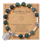 Multi-color Gemstone Stretch Bracelet with Miraculous Medal: Unique Spiritual Connection