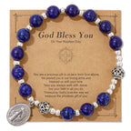 Multi-color Gemstone Stretch Bracelet with Miraculous Medal: Unique Spiritual Connection