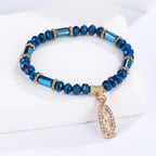 Romantic Multi-Color Clear Crystal Bracelet with Golden and Diamond Miraculous Medal