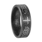Artisanal Aged 925 Silver Ring with Celtic Knot & Cross: Expression of Faithful Identity