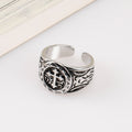 Classic Silver Cross Ring with Ornate Patterns: Handmade Relic of Faith