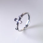 Minimalist 925 Silver Cross Ring with Ornate Rope Patterns: Enduring Symbol of Spiritual Bond